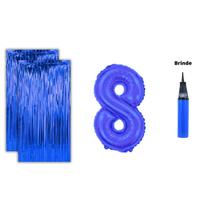 Kit 2 Cortinas Metalizadas e Balão Número +Inflador Ar- Azul Kit 2 Cortinas Metalizadas e Balão Número +Inflador Ar- Azul