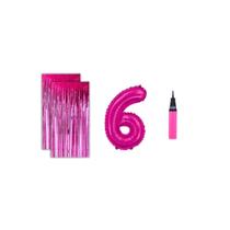 Kit 2 Cortinas Metalizadas e Balão Número+Inflador Ar- Rosa Kit 2 Cortinas Metalizadas e Balão Número+Inflador Ar- Rosa