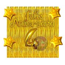 Kit 2 Cortinas + Número + Balão Feliz Aniversário, 13 Cores Festa, Decoração, Comemoração, Aniversário, Dourado, Prata