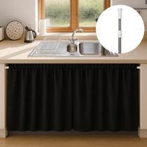 Kit 2 Cortinas Pia Cozinha Impermeável PVC Blackout + Varão extensível 1,10 a 2,00 m Kit 2 Cortinas Pia Cozinha Impermeável PVC Blackout + Varão extensível 1,10 a 2,00 m