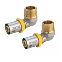 Kit 2 Cotovelo Prensar Tubo Pex Gás 16mm X 1/2 Macho Emmeti