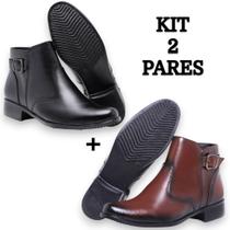 Kit 2 Coturno Bota Feminina Cano Curto Médio Coturno Zíper Exclusiva Atacado Liquidação
