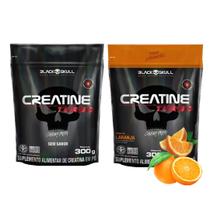 Kit 2 Creatinas Turbo 300g Sache Sem Sabor + Laranja - Black Skull