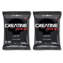 Kit 2 Creatine 500g Refil sem Sabor Black Skull