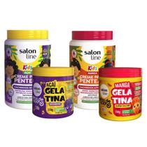 Kit 2 Creme 1kg e 2 Gelatina 550g Açai e Manga Salon Line