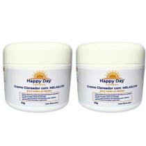 Kit 2 Creme Clareador Facial com Melaslow e Filtro Solar 60g Dia e Noite Happy Day Cosméticos