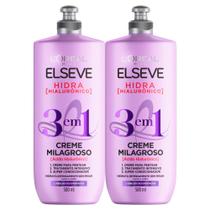 Kit 2 Creme de Pentear Elseve Milagroso Hidra Hialurônico 3 em 1 com 500ml Kit 2 Creme de Pentear Elseve Milagroso Hidra Hialurônico 3 em 1 com 500ml