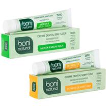 Kit 2 Creme Dental Boni Natural Sem Fluor Menta Hortela Curcuma Anti-inflamatorio Vegano 90g