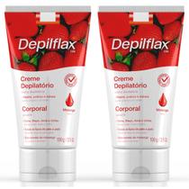 Kit 2 Creme Depilatório Corporal Morango Depilflax 100G Perna Braço Axila