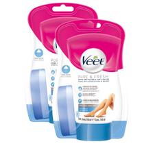 Kit 2 Creme Depilatório Veet Pure & Fresh Pernas e Corpo para Banho 150ml