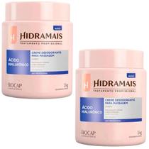 Kit 2 Creme Desodorante para Massagem Ácido Hialurônico 1kg Hidramais