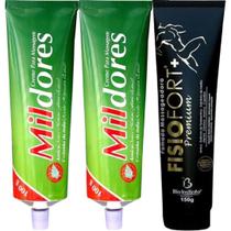 Kit 2 Creme Para Massagem Mil Dores 100g + 1 Pomada Massageadora Fisiofort Premium 150g