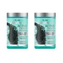 Kit 2 Creme para Pentear Fattore Divine Active Cachos Cabelos Cacheados, Crespos ou em Transição 1kg