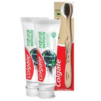 Kit 2 Cremes Dental Colgate Natural Extracts Purificante 90g + Escova Bamboo