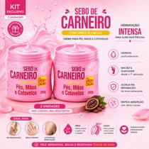 Kit 2 Cremes Sebo de Carneiro 200g Hidratante para Mãos Pés e Corpo Hidratação Profunda para Pele Ressecada Maciez e Cuidados com a Pele Rhenuks