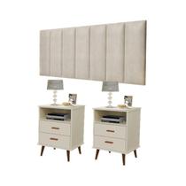 Kit 2 Criado Mesa De Cabeceira Decore Itália 1,60 com 2 gavetas 1 nicho pés retrô em madeira Kit 2 Criado Mesa De Cabeceira Decore Itália 1,60 com 2 gavetas 1 nicho pés retrô em madeira