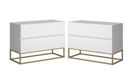 Kit 2 Criados Eros 60cm Estilo Industrial Com Base de Ferro Branco/Dourado