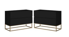 Kit 2 Criados Eros 60cm Estilo Industrial Com Base de Ferro Preto/Dourado Kit 2 Criados Eros 60cm Estilo Industrial Com Base de Ferro Preto/Dourado