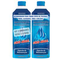 Kit 2 Cris Agua Algicida Manutenção Previne Algas Água Verde Tratamento Limpeza Piscina 1 Litro