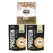 Kit 2 Crispies Vanilla Crunchy Proteina e 1 Granola Zero Açucar 180gr Vegano Sem Glúten GranoSquare