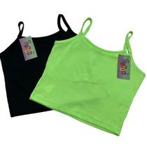 Kit 2 Cropped Alça Canelado Infantil Menina Juvenil 10 ao 16 11-k2 Kit 2 Cropped Alça Canelado Infantil Menina Juvenil 10 ao 16 11-k2