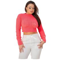 Kit 2 Cropped Blusinha Blusa Tricot Manga Longa Tendencia Elegance