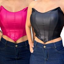 Kit 2 Cropped Corselet Blusa Feminina Decotado Festa Balada Casual Elegante Charmoso
