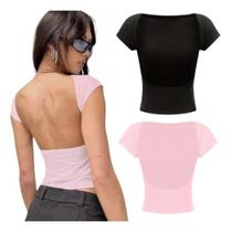 Kit 2 Cropped Costa Nua Preto E Rosa Chiclete Poliamiada Kit 2 Cropped Costa Nua Preto E Rosa Chiclete Poliamiada