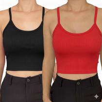 Kit 2 Cropped Feminino com Bojo Mitti
