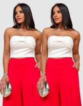 Kit 2 Cropped Feminino Sem Alças Brilhoso Elegante Moda Festa Tendência Kit 2 Cropped Feminino Sem Alças Brilhoso Elegante Moda Festa Tendência