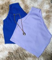 Kit 2 Cropped Mula Manca na Ribana Canelada.