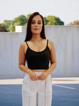 KIT 2 Croppeds Feminino Blogueira Suplex Alça Fina Moda Verão Duplo Forro Regata Modinha