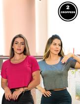 Kit 2 Croppeds Feminino em Viscolycra Manga Curta