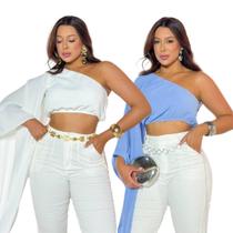 Kit 2 Croppeds Feminino Um Ombro só Estilo Boho Elegante Kit 2 Croppeds Feminino Um Ombro só Estilo Boho Elegante
