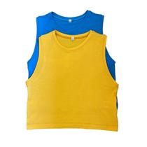 Kit 2 Croppeds Femininos Verão em Viscolycra Azul e Amarelo