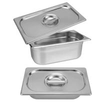 Kit 2 Cuba Gastronômica Inox Gn 1/4 100mm Com Tampa Gn 1/4