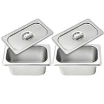 Kit 2 Cubas Com Tampa Gastronômica Aço Inox Para Buffet Rechaud Self Service Restaurante KeHome