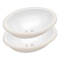 Kit 2 Cubas Emb Celite Oval Peq 39x30cm Branco s/Ladrão
