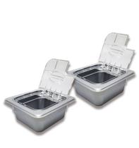 KIT 2 CUBAS GASTRONÔMICAS 1/6x65 mm 900 ml PLÁSTICA ABS CINZA + 2 TAMPAS Transparente Com FLIP, DOBRADIÇA e ABERTURA Para COLHERES SB KIT 2 CUBAS GASTRONÔMICAS 1/6x65 mm 900 ml PLÁSTICA ABS CINZA + 2 TAMPAS Transparente Com FLIP, DOBRADIÇA e ABERTURA Para COLHERES SB