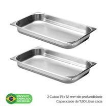 Kit 2 Cubas Gastronomicas GN 1/1 x 65mm Profundidade em Aço Inox 304