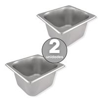 Kit 2 Cubas Gn Inox Gastronômicas 1/6 X 100 Rechaud Buffet