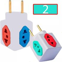 Kit 2 Cubos Adaptador De Tomada Bivolt 10a 20a 4 Entradas 110v/220v