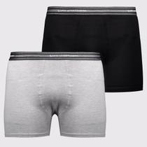 Kit 2 Cuecas Boxer Lupo Algodão com Elastano Preta e Cinza Kit 2 Cuecas Boxer Lupo Algodão com Elastano Preta e Cinza