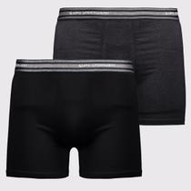 Kit 2 Cuecas Boxer Lupo Algodão com Elastano Preta Kit 2 Cuecas Boxer Lupo Algodão com Elastano Preta
