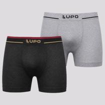 Kit 2 Cuecas Boxer Lupo Cinza e Preta Kit 2 Cuecas Boxer Lupo Cinza e Preta