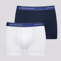 Kit 2 Cuecas Boxer Lupo Com Elastano Branca e Marinho