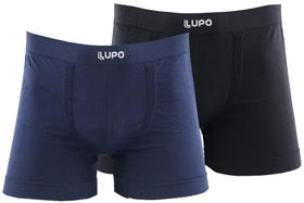 Kit 2 Cuecas Boxer Lupo Microfibra Preto e Azul - Masculino