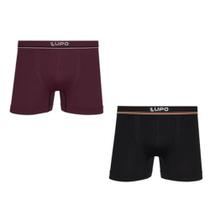 Kit 2 Cuecas Boxer Lupo Microfibra sem Costura Masculino cor Preta/Marsala