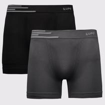 Kit 2 Cuecas Boxer Lupo Microfibra Sem Costura Preta e Cinza Kit 2 Cuecas Boxer Lupo Microfibra Sem Costura Preta e Cinza
