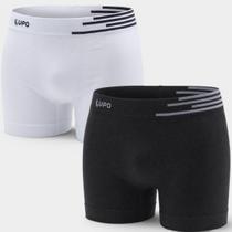 Kit 2 Cuecas Boxer Lupo Microfibra Sem Costura - Preto e Branco - M